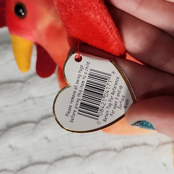 🕸Vintage Ty Beanie Baby Strut The Tie Dye Rooster 1996 P.E. Pellets - Picture 12 of 12